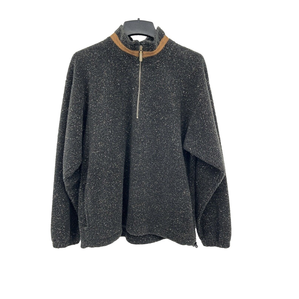 VTG Alps Fine‎ Apparel Mens Quarter Zip Black Granite Sweater Size XL